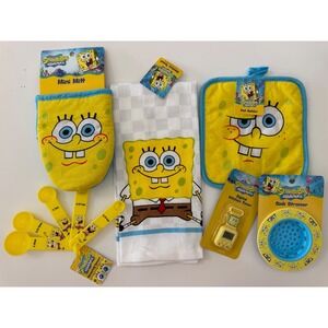 SpongeBob SquarePants Kitchen Set Mitt Pot Holder Towel Measuring Spoons Timer